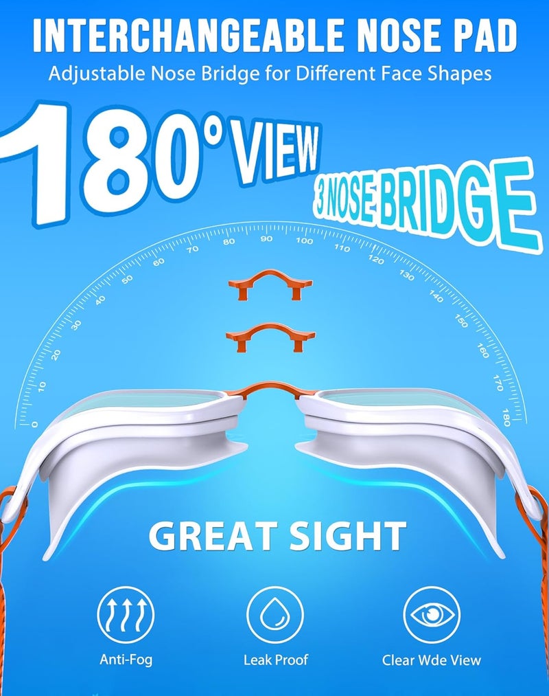 Vegemono Swim Goggles, Unisex Adult Swimming Goggles Anti Fog Anti UV No Leakage Wide View for Men Women Youth - Image 2